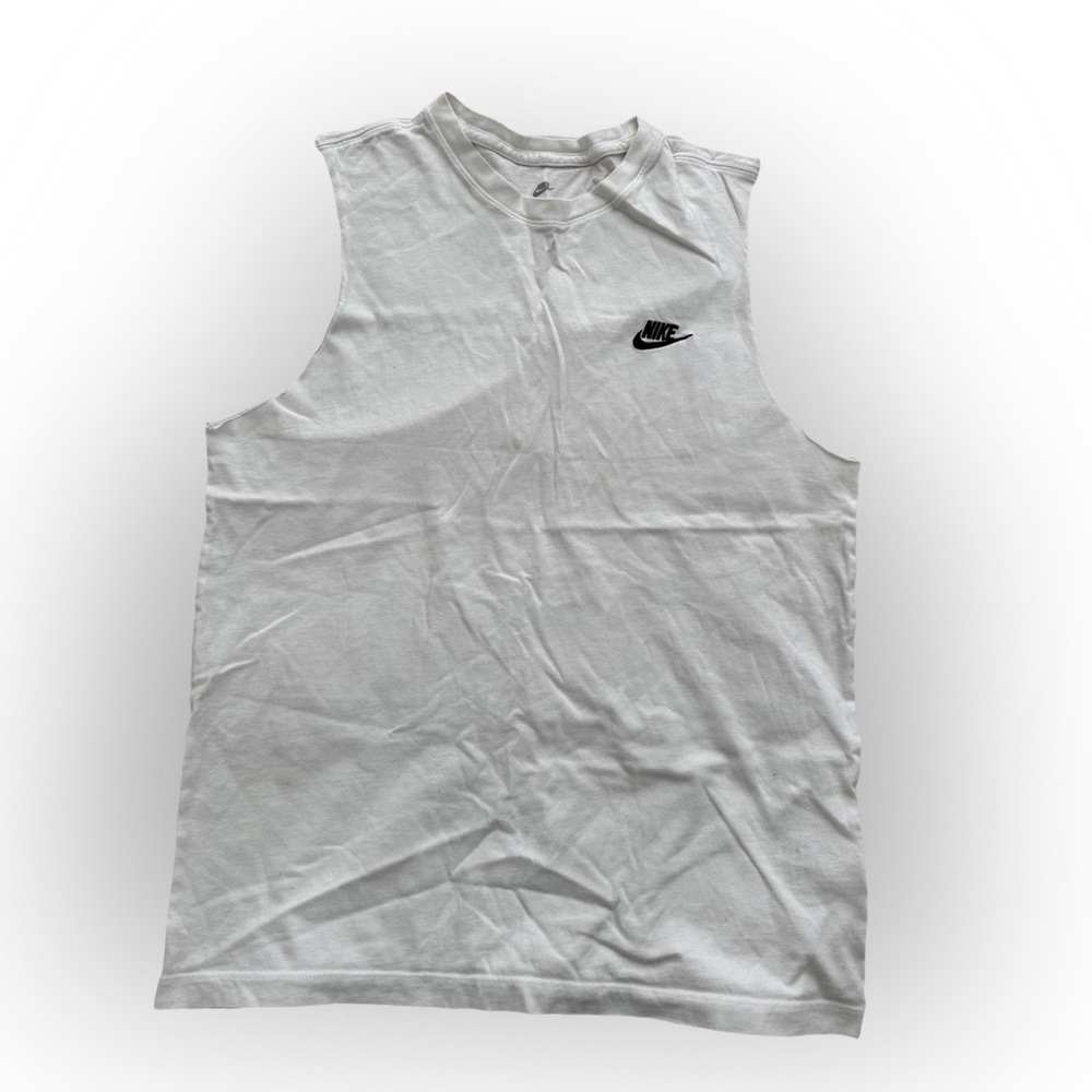 🔴 Nike Sportswear Club White Sleeveless Tank Top Men's Gym Workout Size L